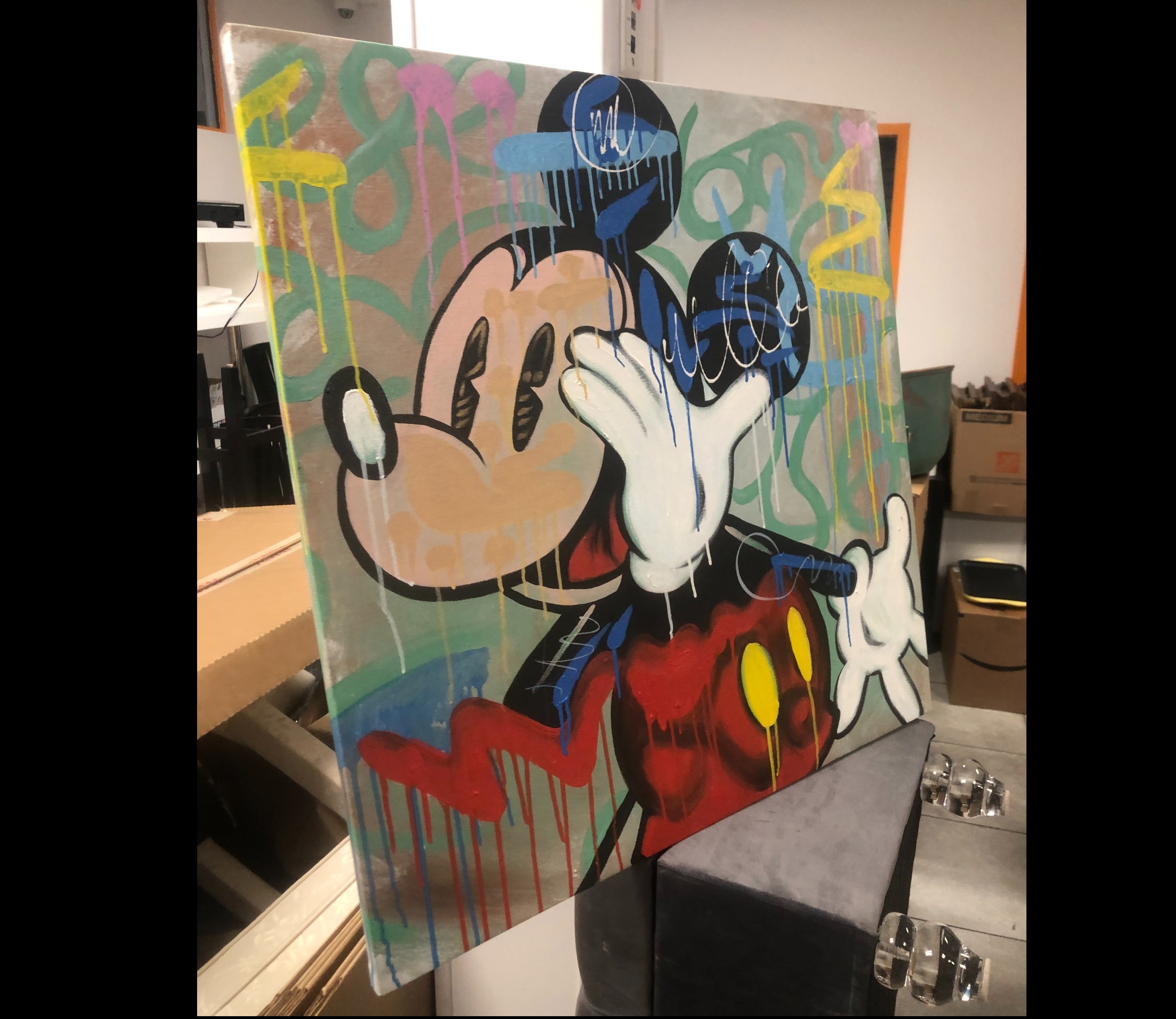 Pintura al óleo de Mickey Mouse Arte Pop