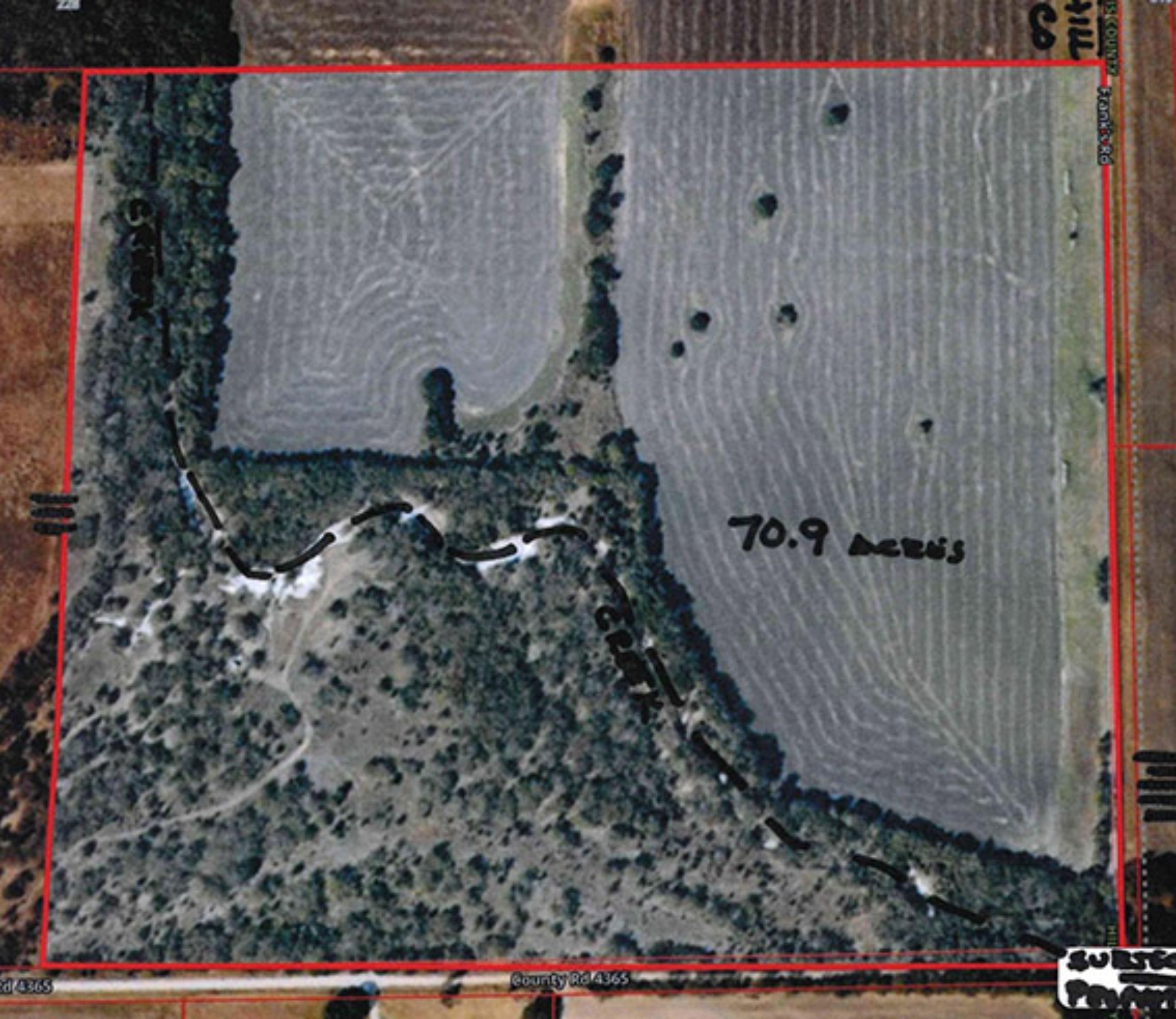Venta de terreno de 70.9 acres en Milford, Texas. 3500 pies de frente a carretera del condado