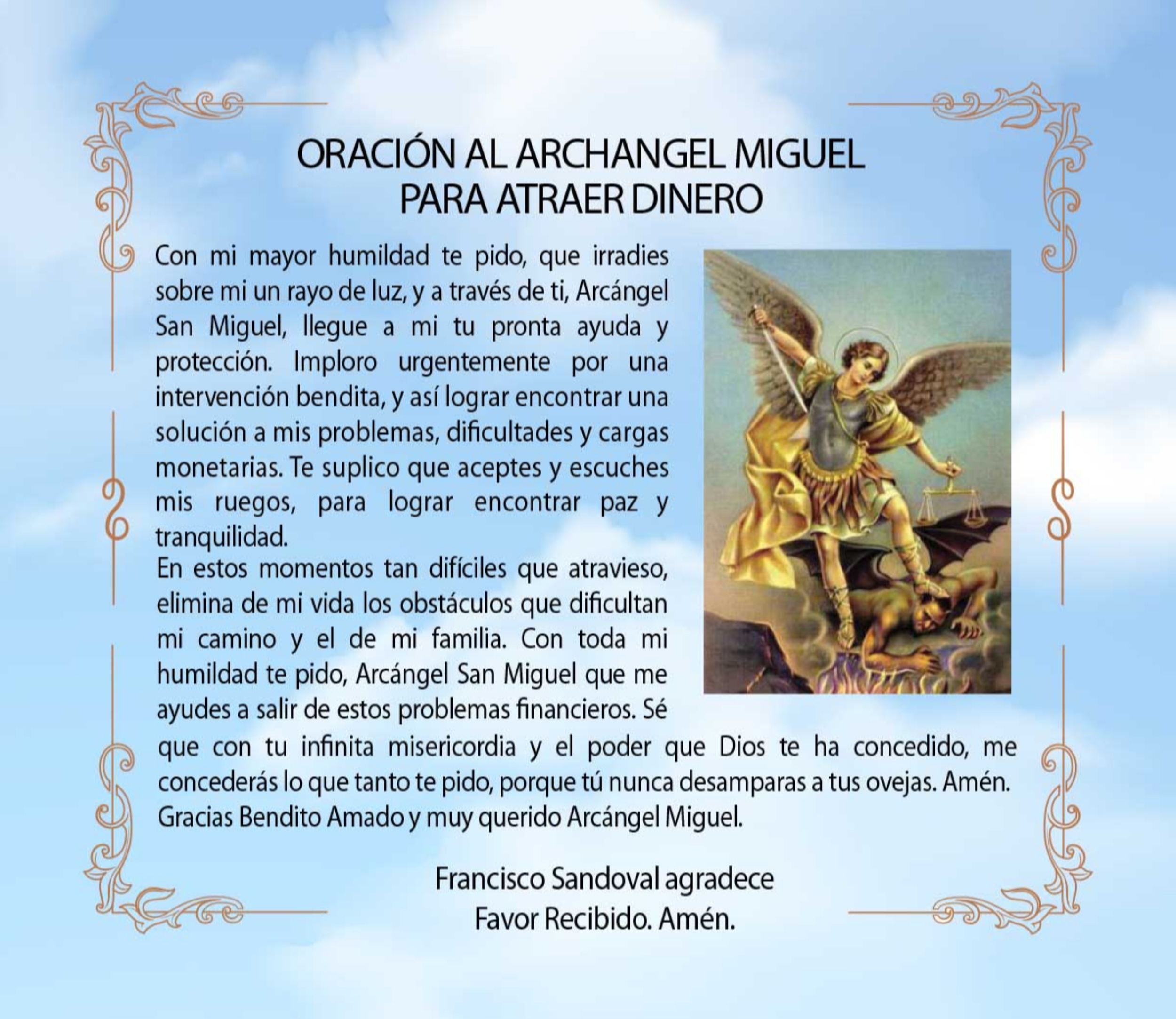 Oración al Arcángel Miguel para atraer dinero